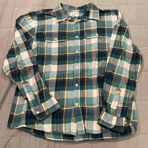 Mens Old Navy green plaid flannel shirt XL
